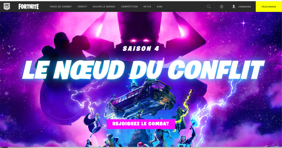 Acceuil site Fortnite